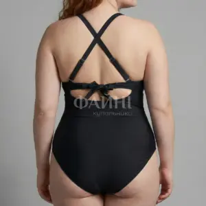 Black one-piece summer swimwear back view