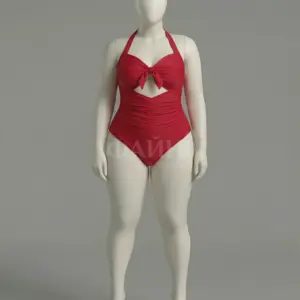 Red women's swimwear on mannequin