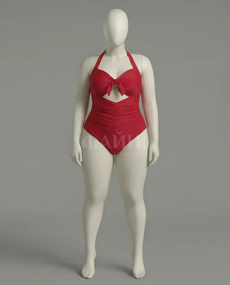Red women's swimwear on mannequin