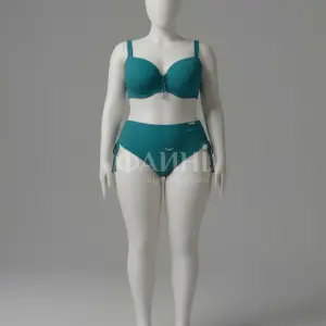 Бірюзовий роздільний купальник з чашками для великих грудей Plus Size з елегантними деталями